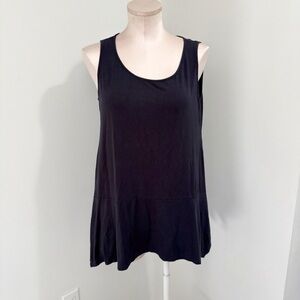 Eileen Fisher Jersey Tank Dress Tunic Size Small Navy Blue Asymmetrical Hem